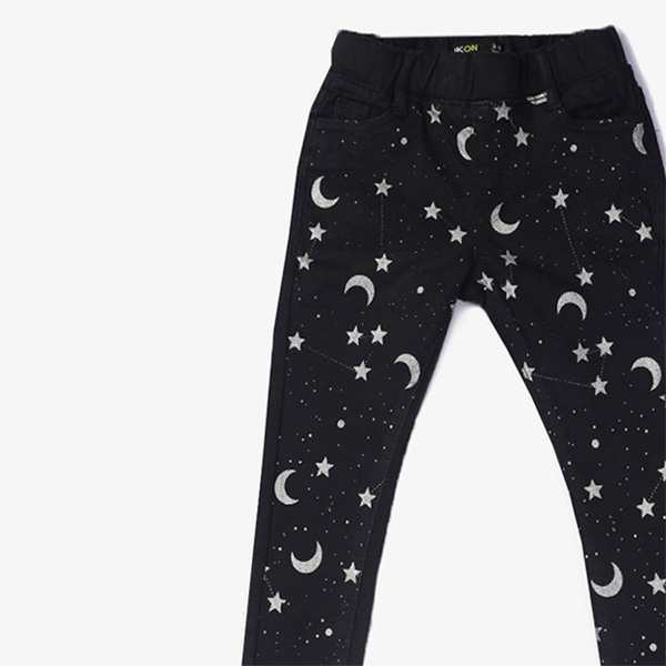 stars and moon printed jeans for baby girls 4
