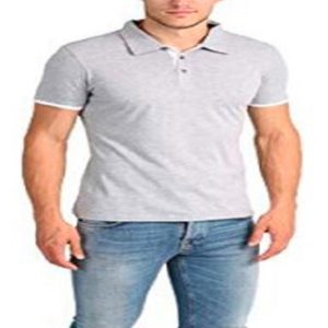 mens casual polo shirt grey-white