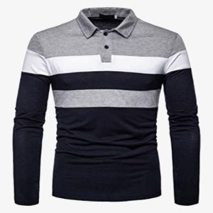 mens full sleeve collar polo shirt black-grey