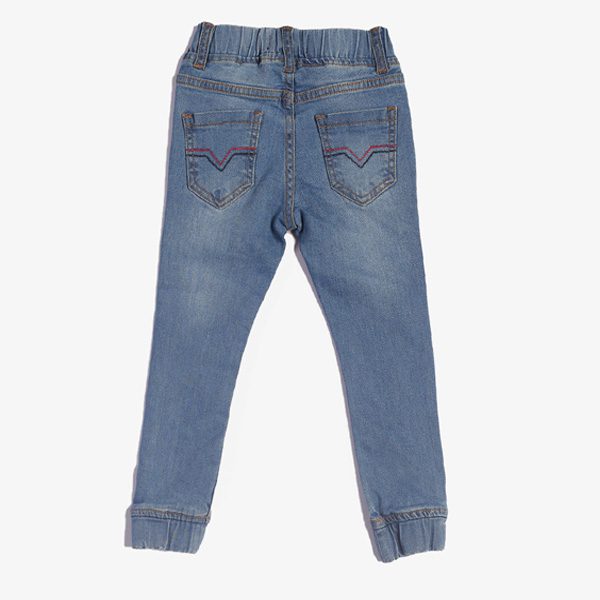 mid blue elastic bottom jeans for baby girls 2
