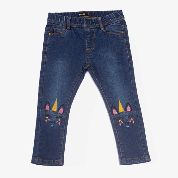 mid blue embroidered jeans