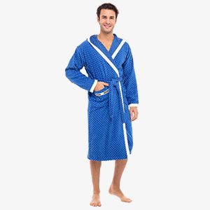 Men Hooded Waffle Bathrobe