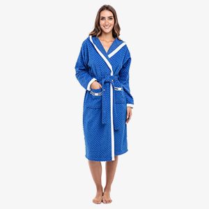 Women Hooded Waffle Bathrobe
