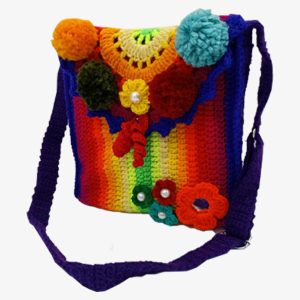 women multicolor crochet crossbody bag