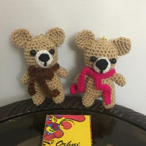 brown teddy bear crochet keychain