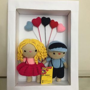 crochet doll shadow box