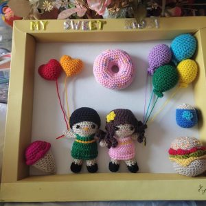 crochet doll shadow box house