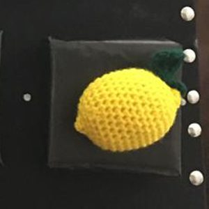crochet lemon wall hanging