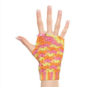girls multicolor warm fingerless crochet gloves