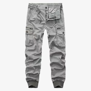 mens elastic waist grey cargo pant