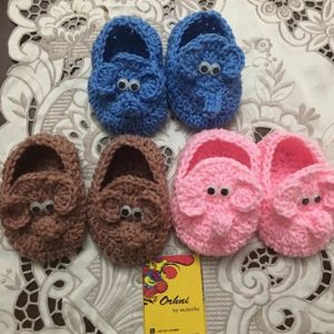 newborn baby blue crochet elephant shoes