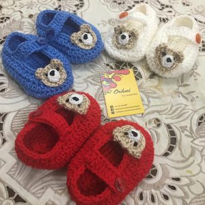 newborn baby blue crochet teddy bear shoes