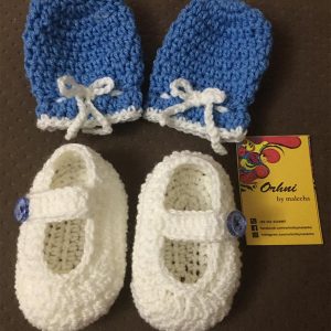 newborn baby white crochet shoes and gloves