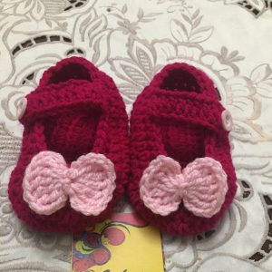newborn baby maroon crochet shoes