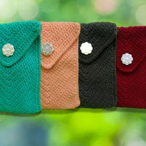 peach handmade mobile pouch