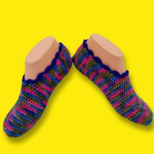 women green multi handmade slipper socks