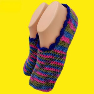women green multi handmade slipper socks