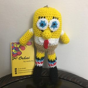 yellow spongebob crochet keychain