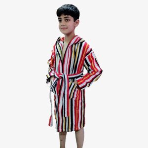 boys red striped hooded bathrobe